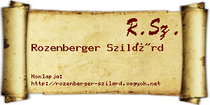 Rozenberger Szilárd névjegykártya